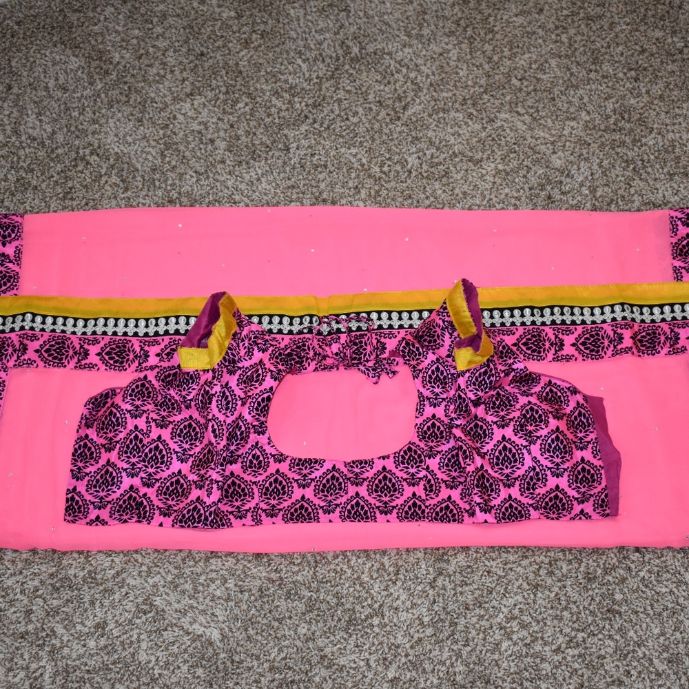 Pretty Neon Pink Saree and Blouse!